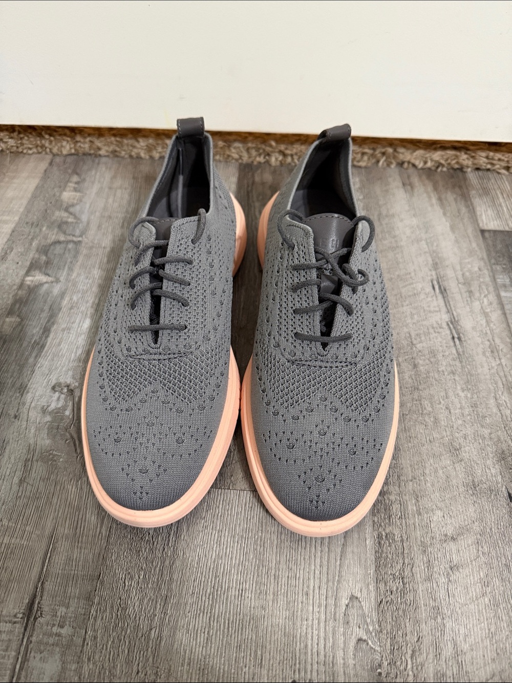 Cole Haan Gray Knit Flats with Pink Sole